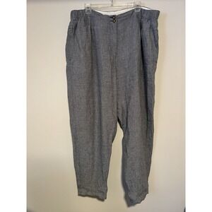Poetry Women's US 16 Tapered 100% Linen Trouser Pants Lagen Cottage Houndstooth